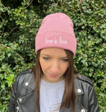 Load image into Gallery viewer, Dusty Pink Love is Love Beanie
