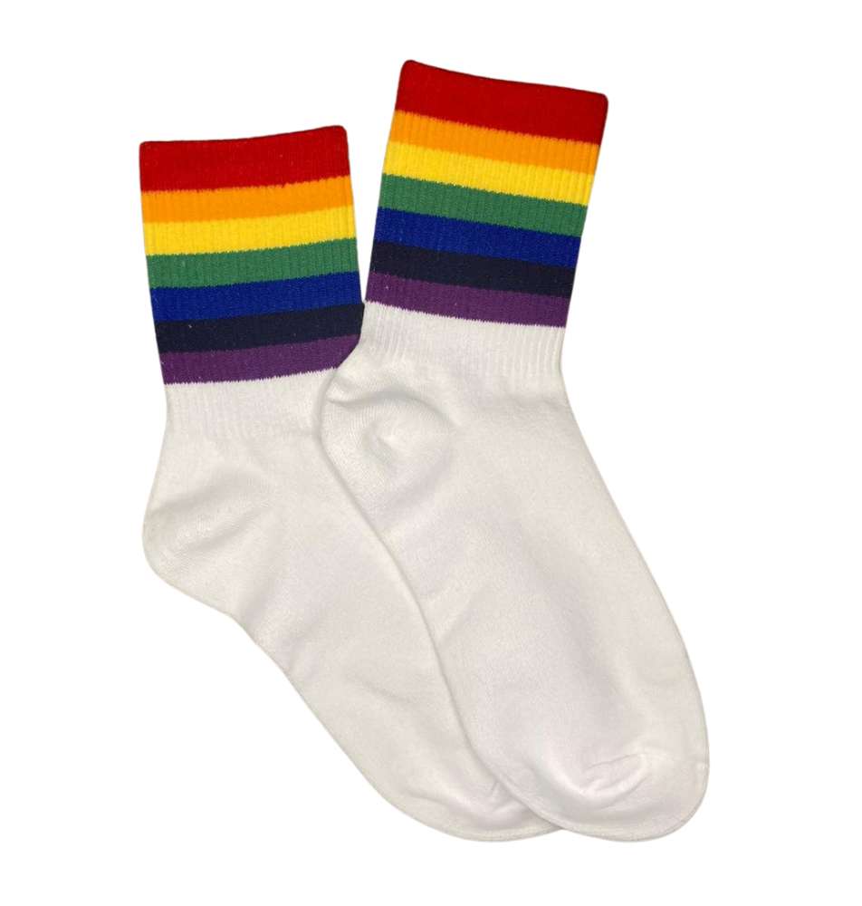 White Rainbow Band Socks